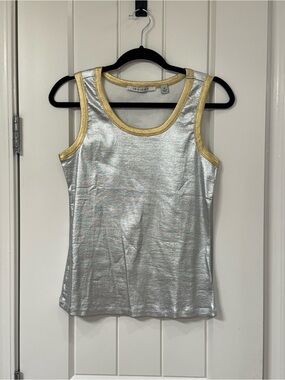 Insight Silver Metallic Tank with Gold Trim
